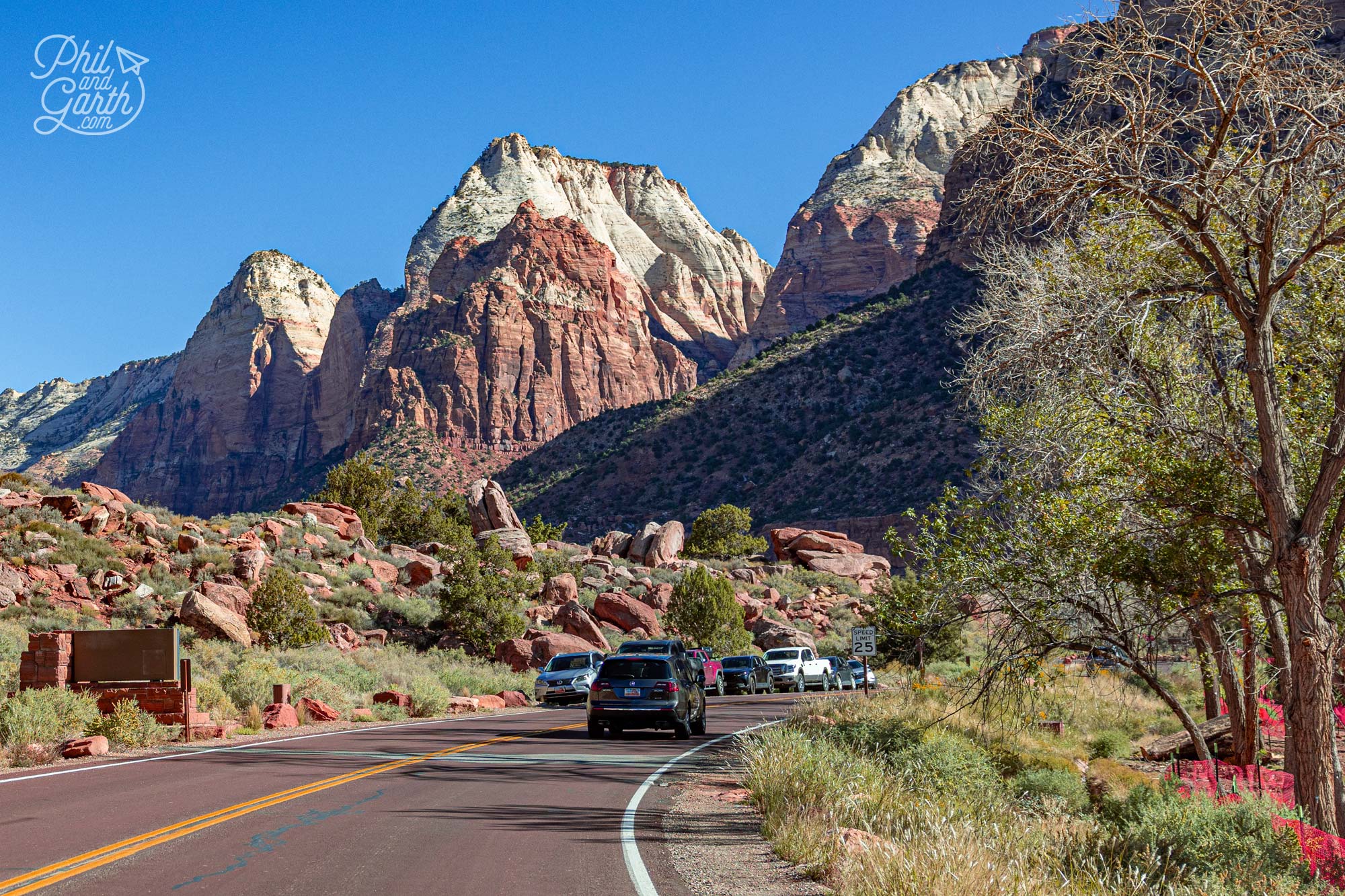 Driving into Zion National Park