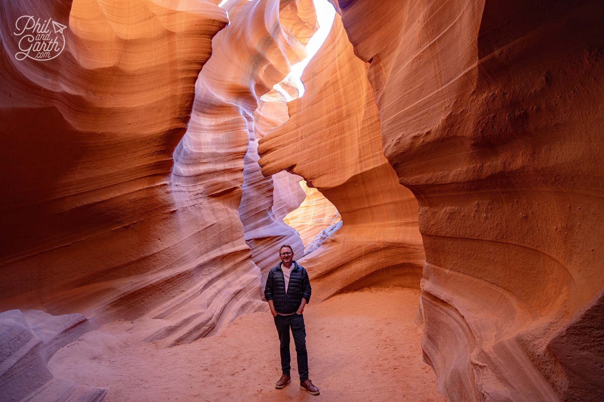 Garth fulfilling his bucket list dream of exploring Lower Antelope Canyon