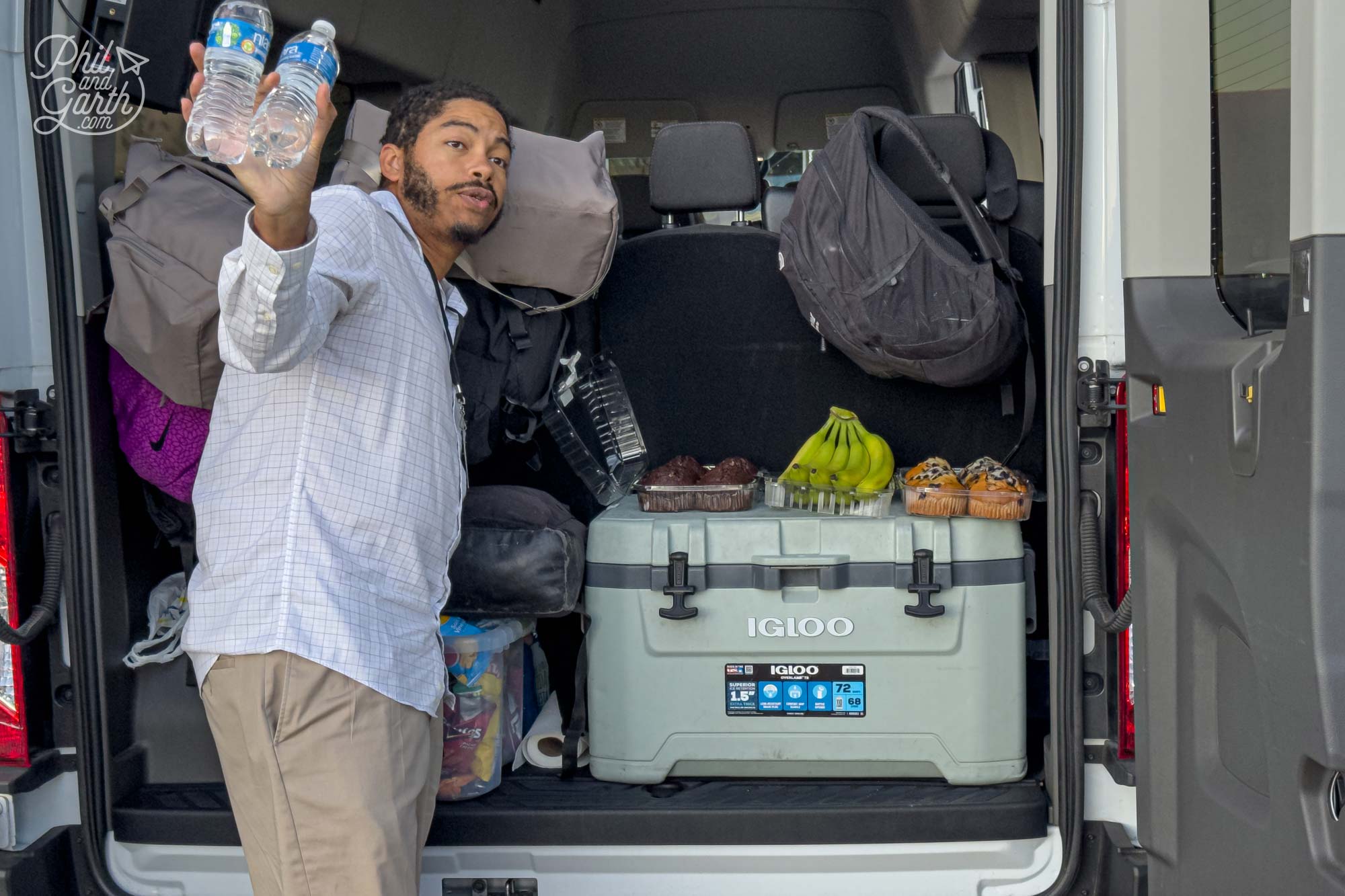 Ken serves up breakfast from the back of the van
