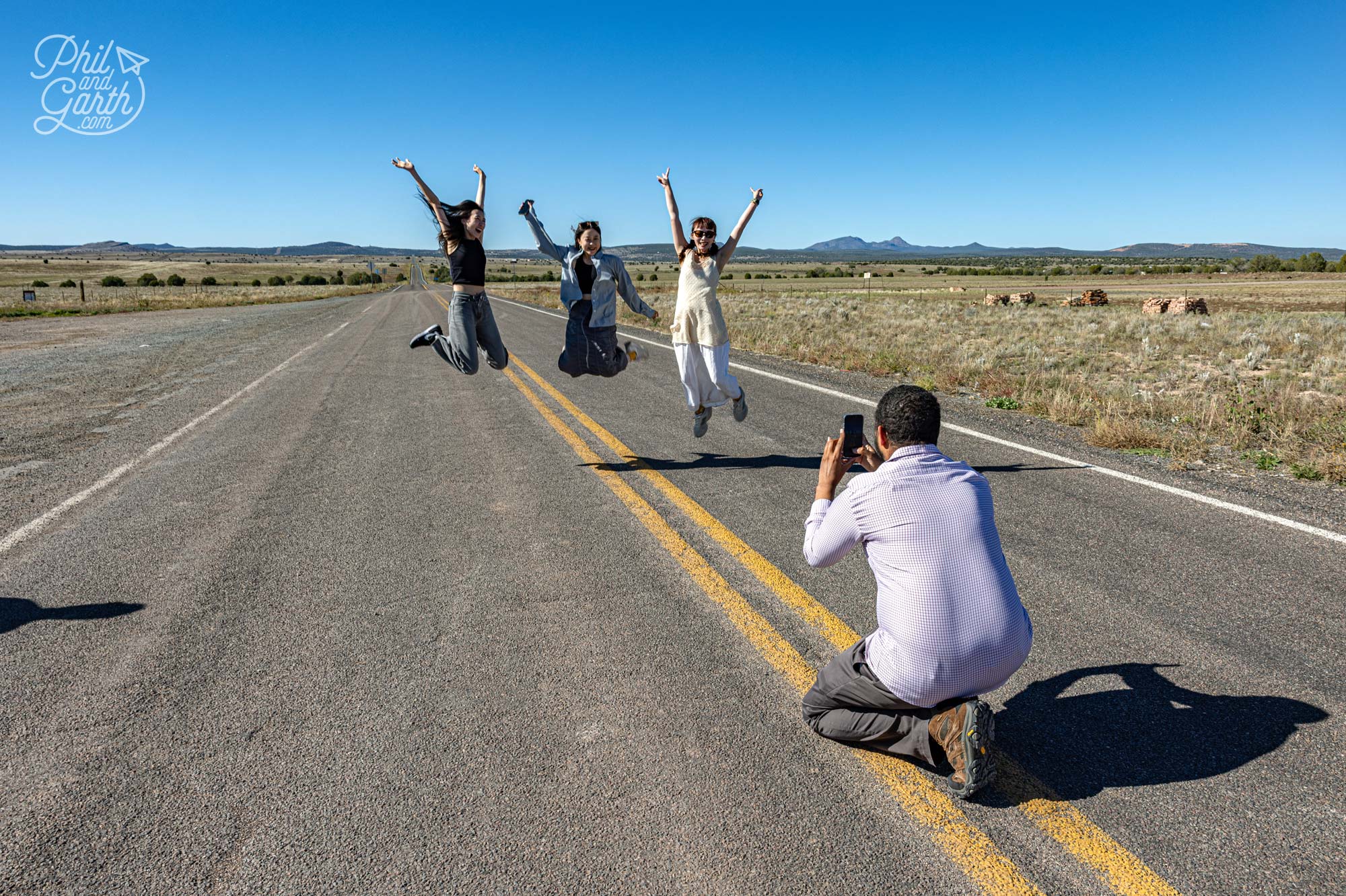 Ken from MaxTour taking the perfect action shot of these Taiwanese guests on Route 66