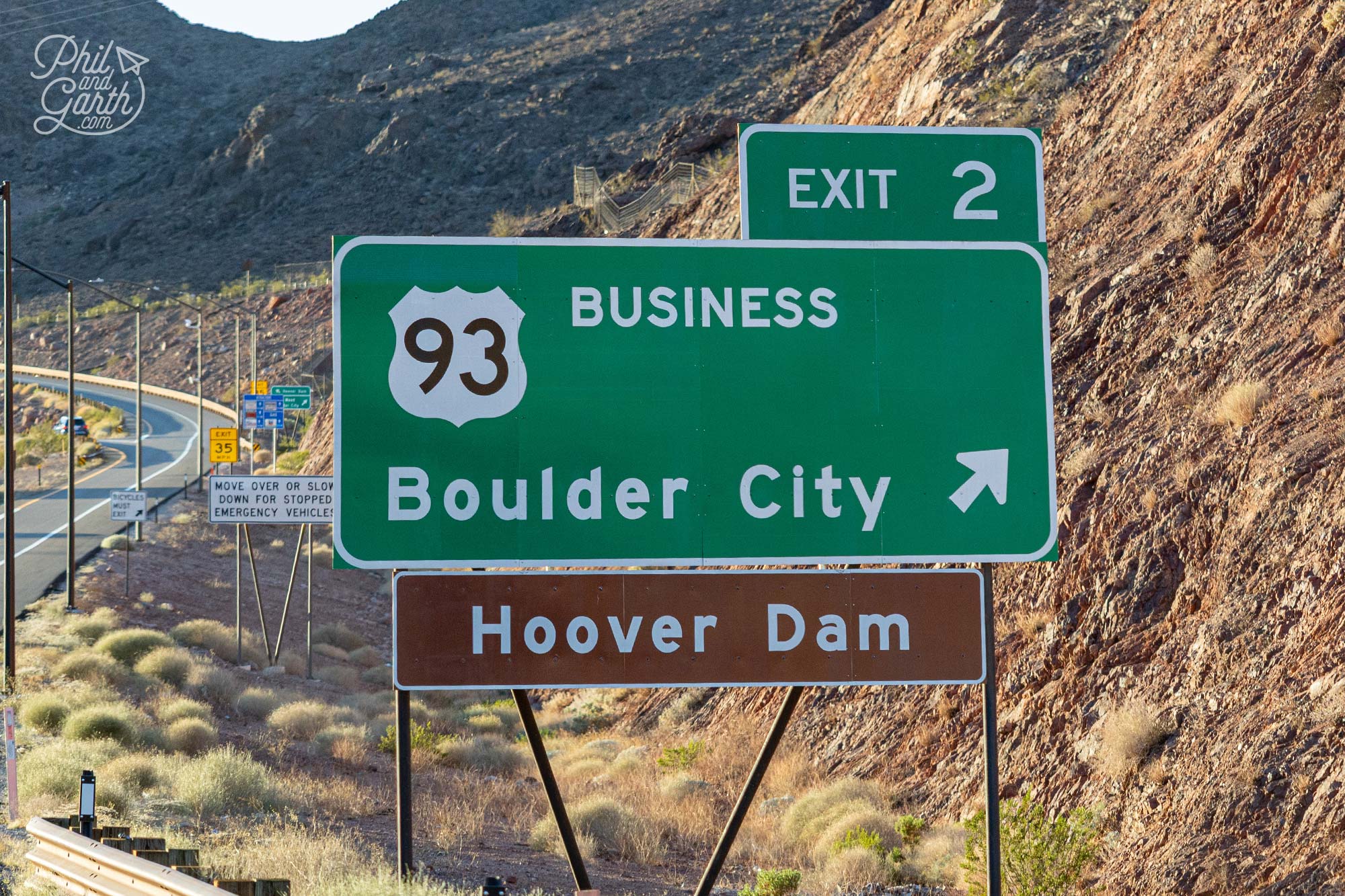 Passing Boulder City and Hoover Dam on our way back to Las Vegas