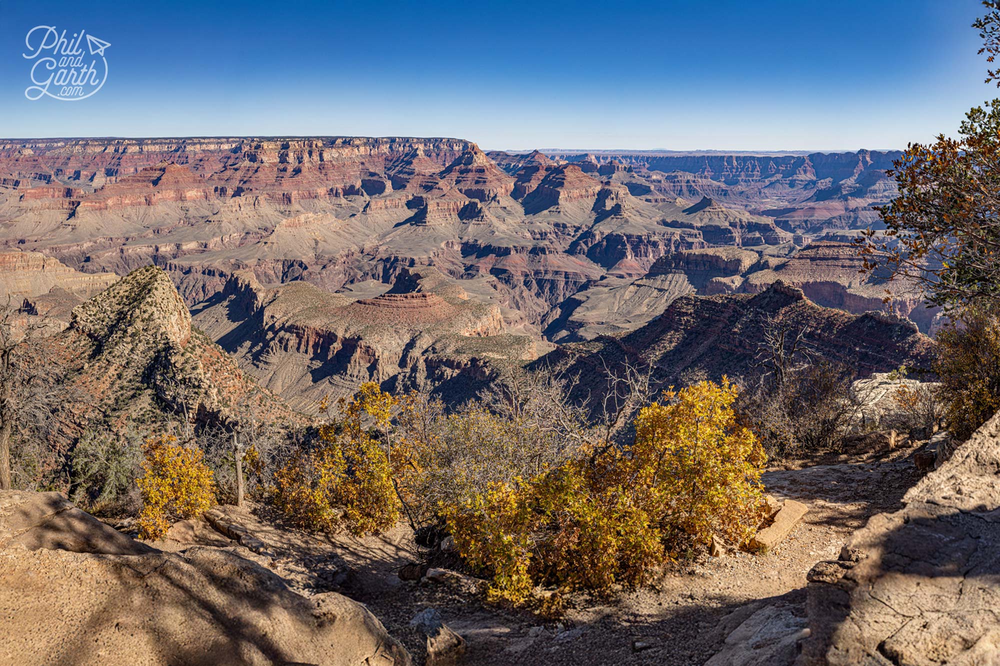 Spectacular view of the Grand Canyon from Grandview Point, one of the best South Rim viewpoints