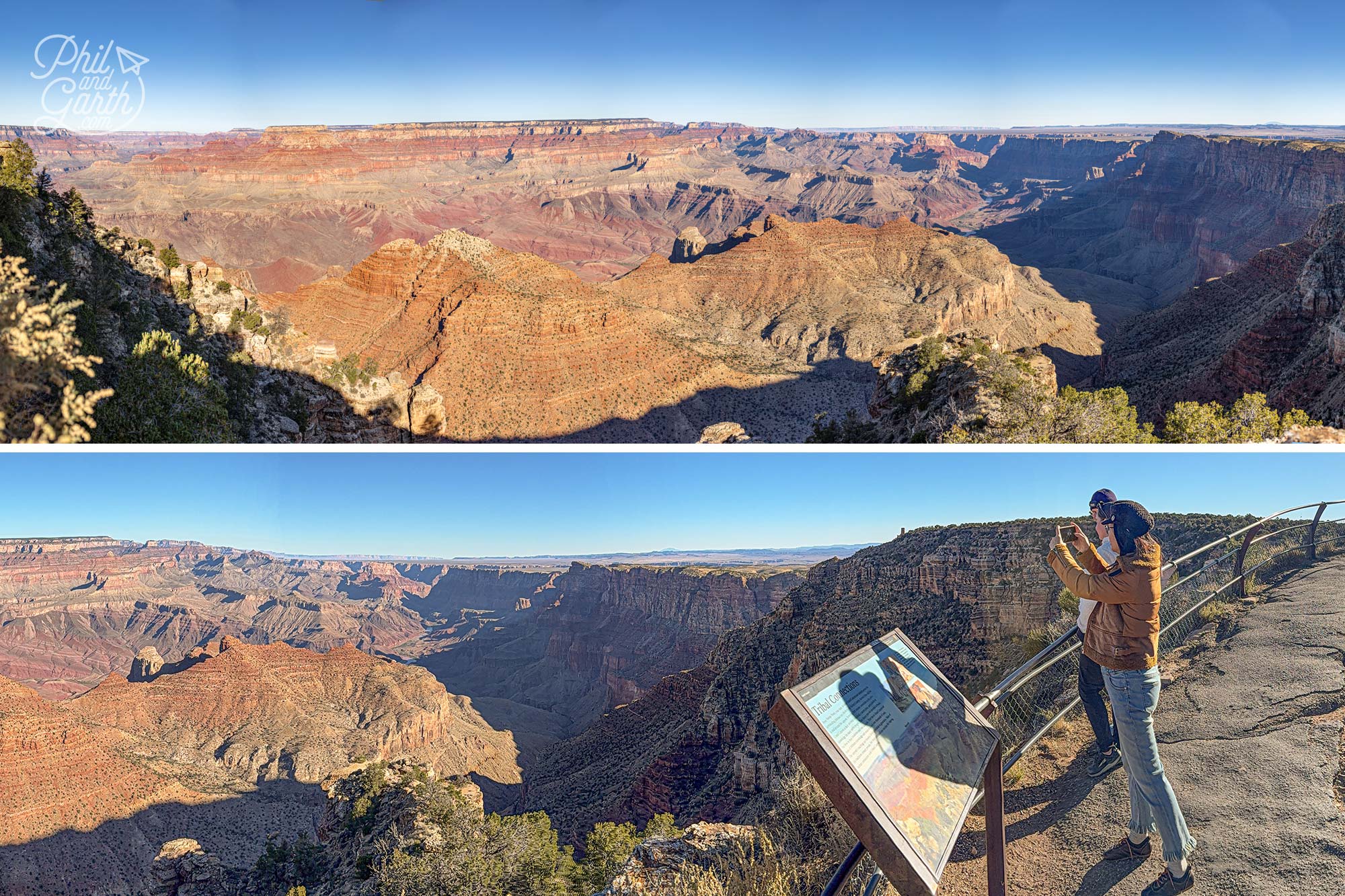 Sweeping canyon landscape views as seen from Navajo Point - the highest viewpoint in the Grand Canyon National Park