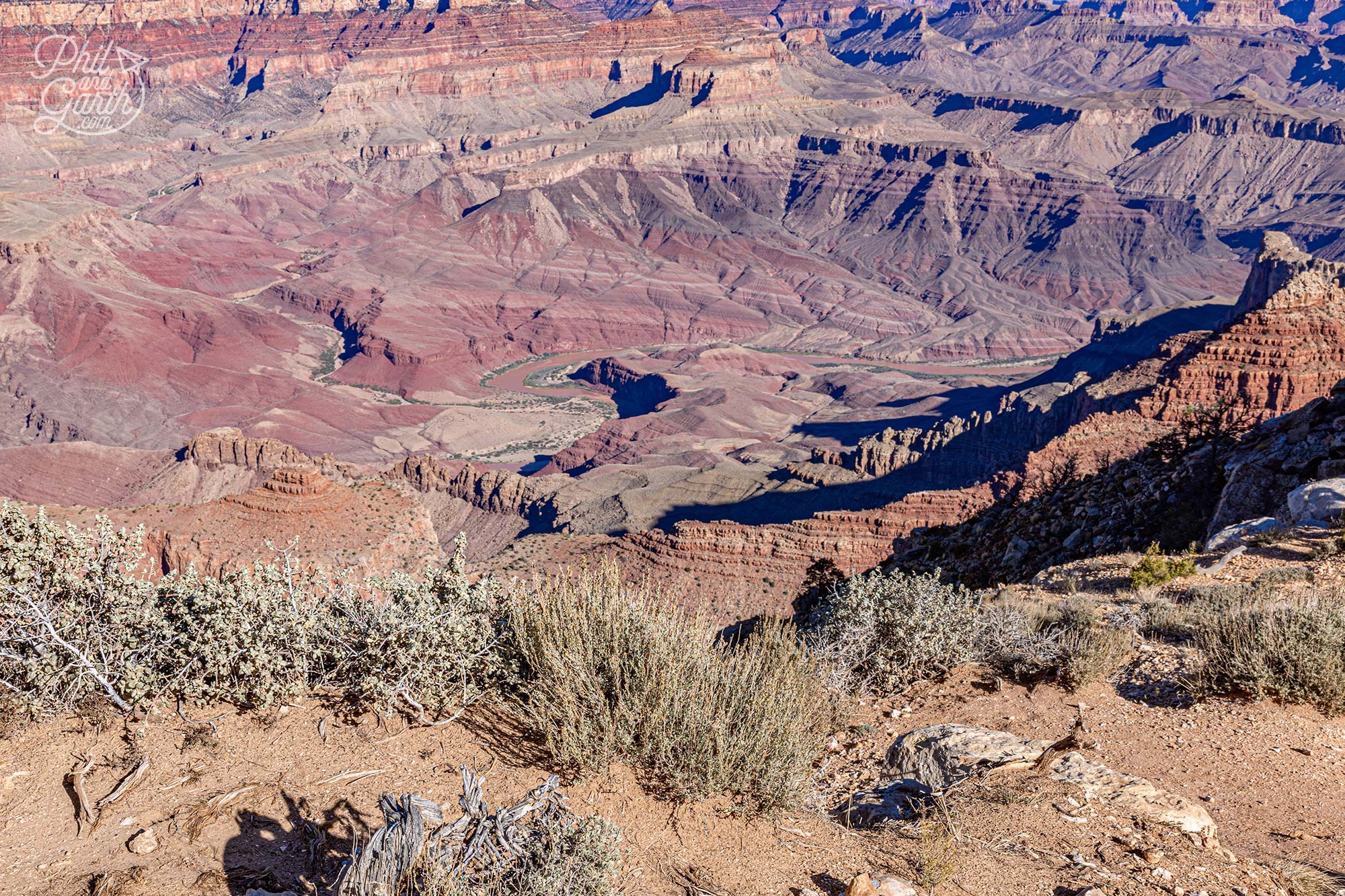 View from Lipan Point on the Grand Canyon South Rim with the Colorado River winding below