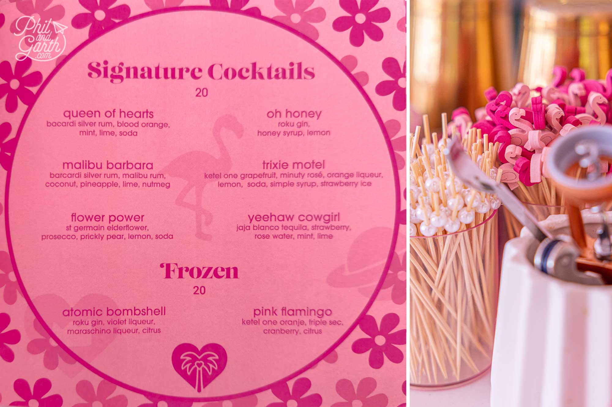 Barbara Bar's signature cocktail menu