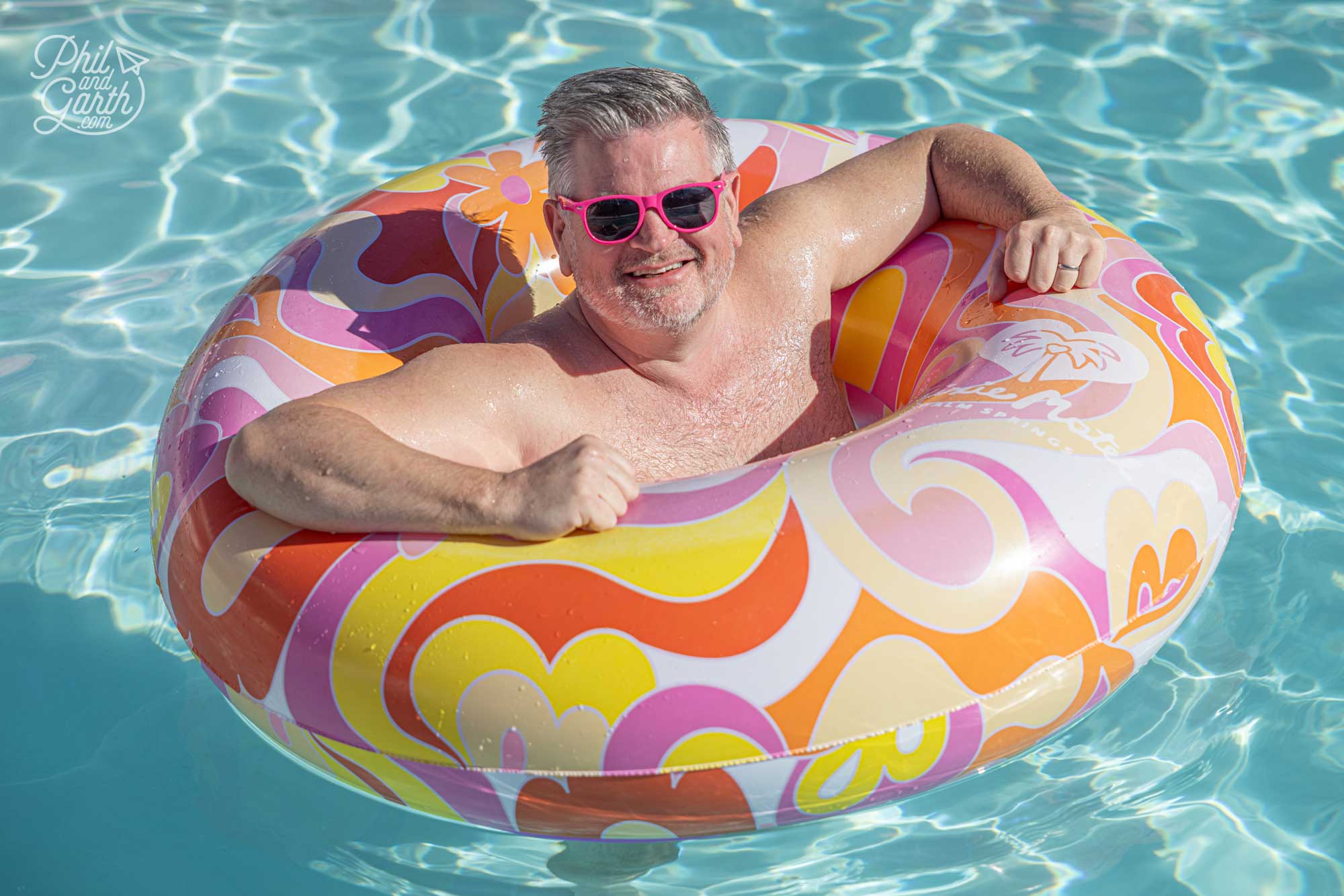 Phil enjoying the Trixie swimming pool