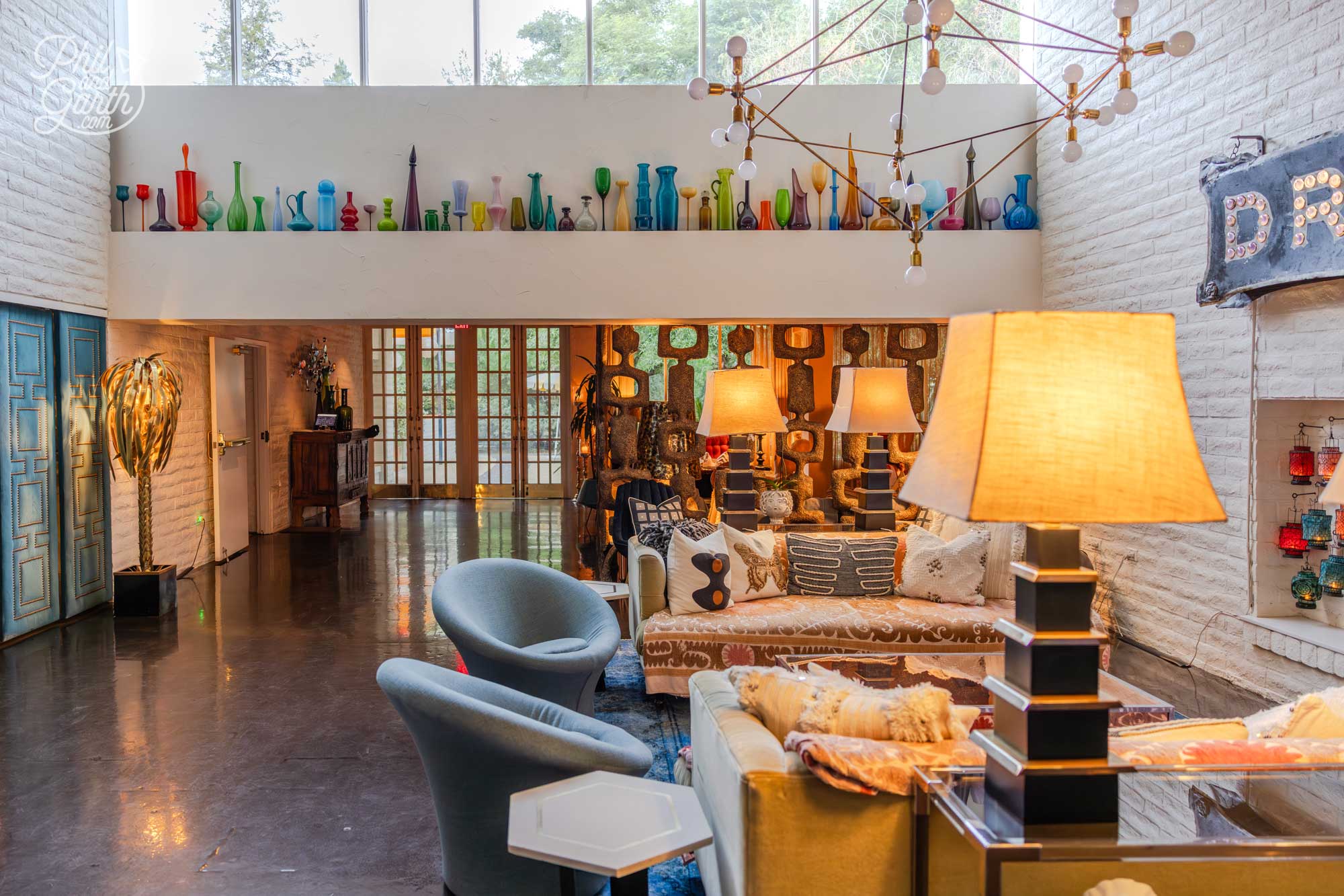 Statement pottery display in the lobby Parkers Palm Springs
