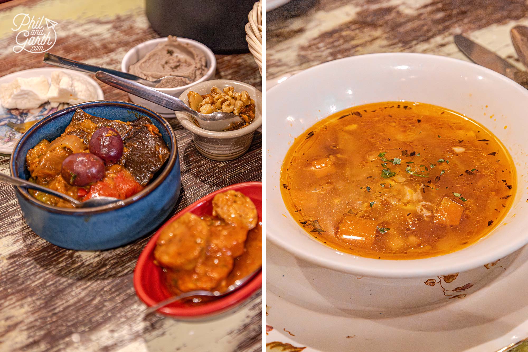 1st and 2nd courses - Maltese tapas, followed by seabass soup