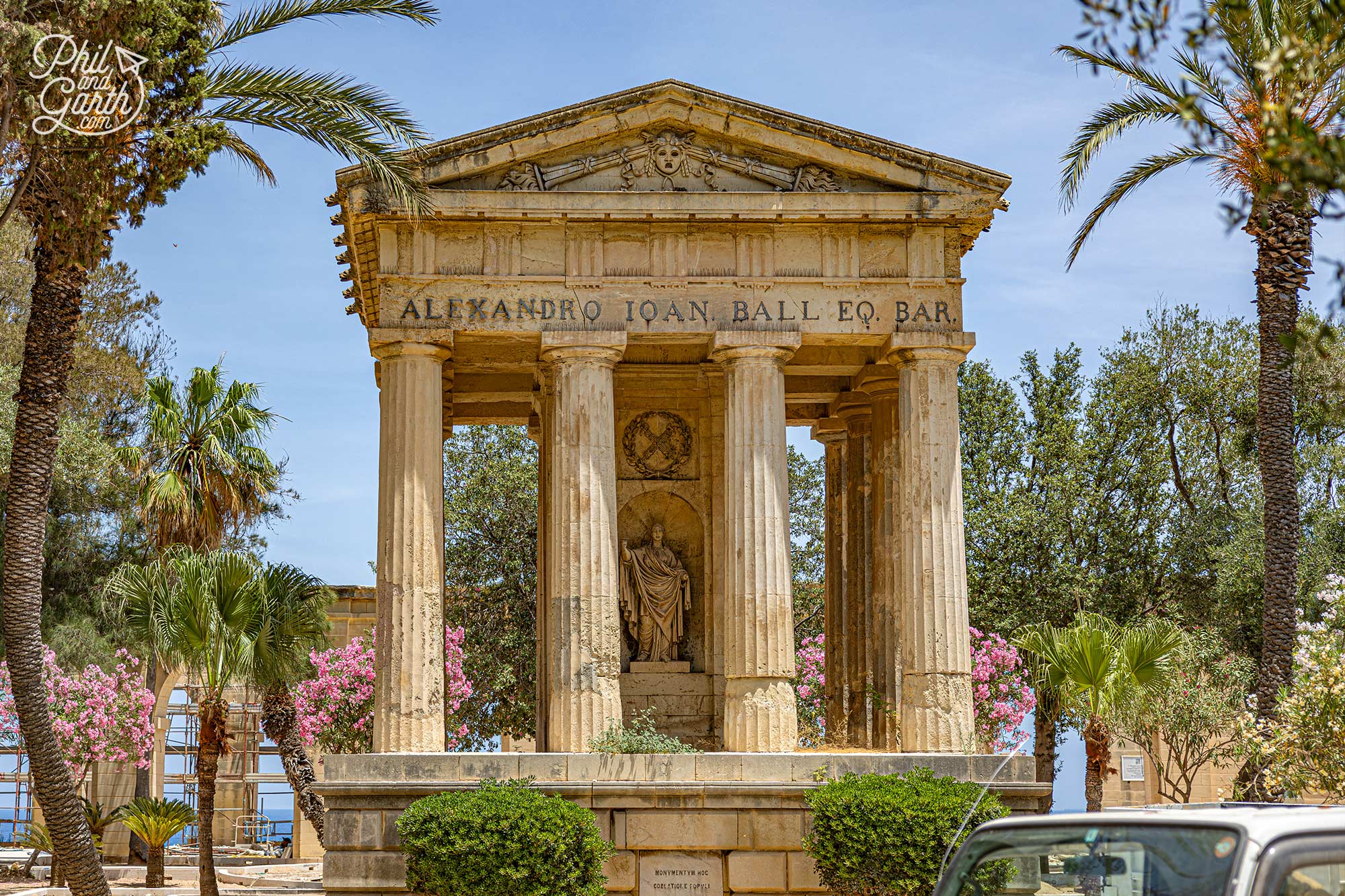 At the heart of the gardens sits a small neoclassical temple dedicated to Sir Alexander Ball, one of Valletta's most photographed landmarks