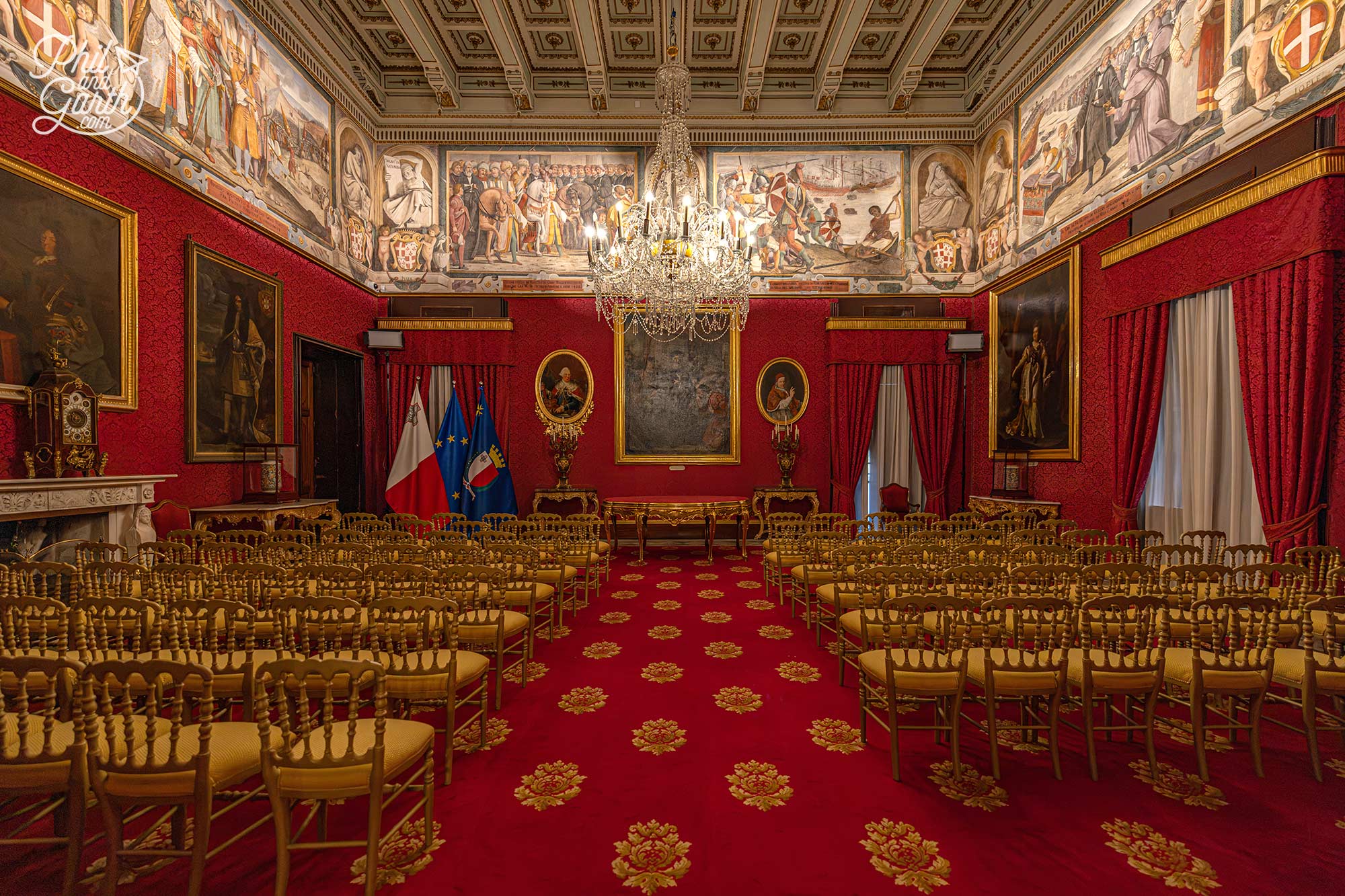 The richly decorated rooms showcase the wealth and prestige of the Knights of St John